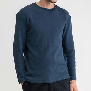 Huckberry Rhythm. Classic Waffle Knit Worn Navy Long Sleeve Casual X-Small